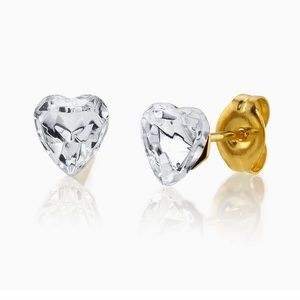 $3/20 Studex Sensitive Crystal Heart Stud Earrings Gold Plated 6X6MM